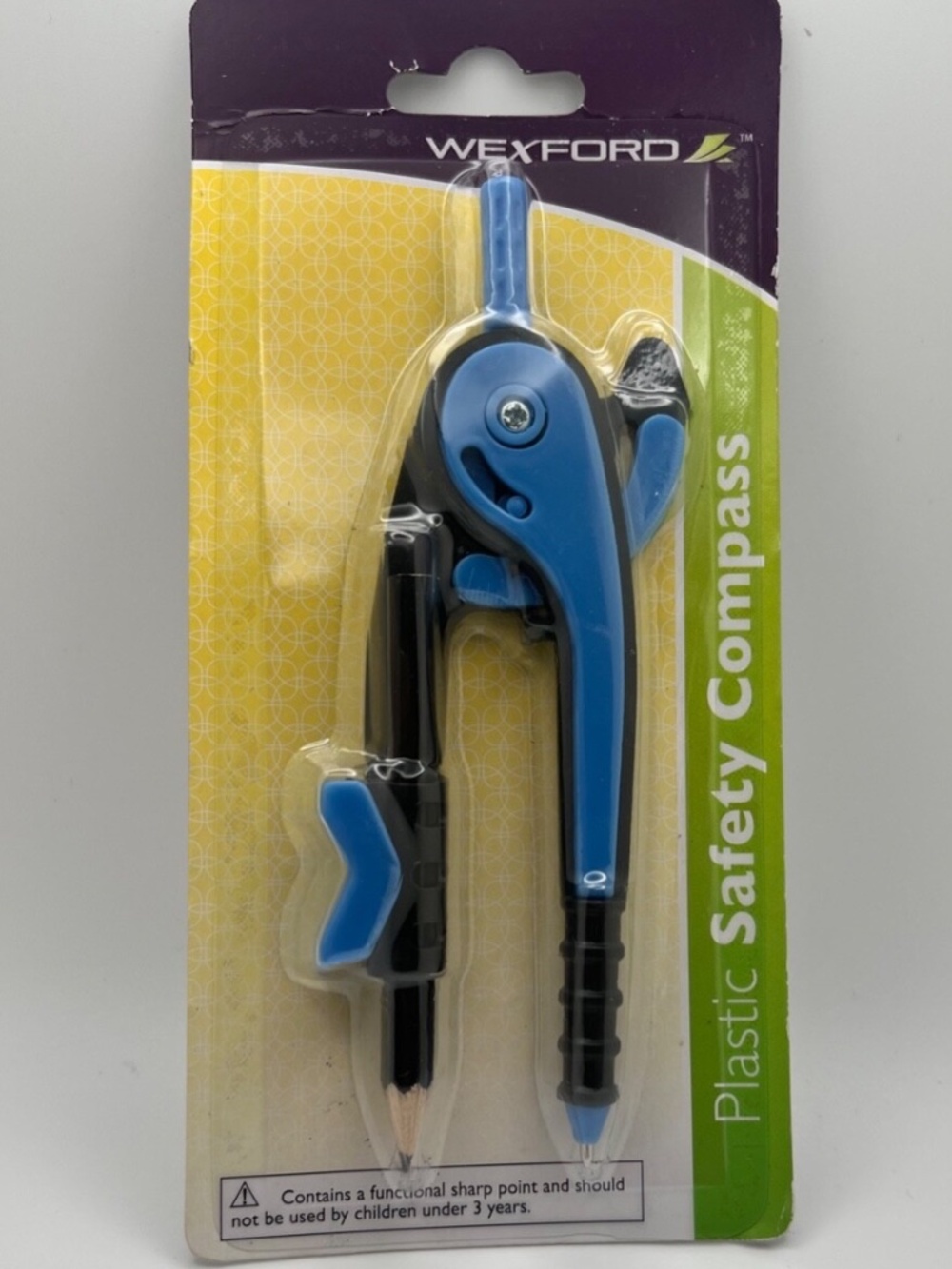 Brand New!!!! WEXFORD Plastic Locking Compass & Safety Point School Art BLUE